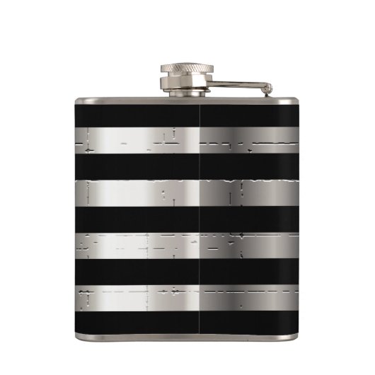 Silbermetall und schwarzer Streifen | DIY Monogram Flachmann (Rückseite)