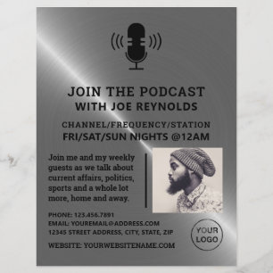 Silbermetalleffekt, Podcaster, Podcast Flyer