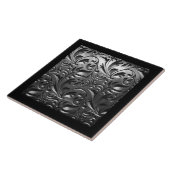 Silbermetallgravur aus abstraktem Graustahl Fliese (Seite)