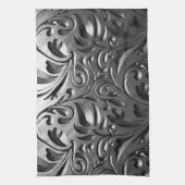 Silbermetallgravur aus abstraktem Graustahl Geschirrtuch (Vertikal)