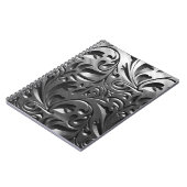 Silbermetallgravur aus abstraktem Graustahl Notizblock (Linke Seite)