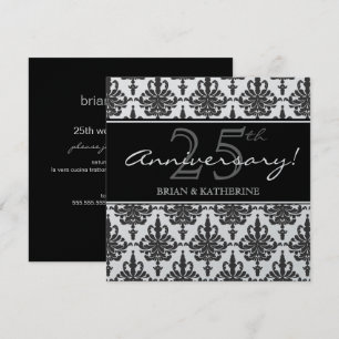 Silbermetallic 25. Hochzeitstag-Party Einladung