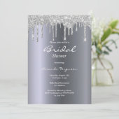 Silbermetallische Glitzer Tropfen Glasscheibe Brau Einladung (Stehend Vorderseite)