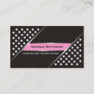 Silbermetallische Stifte schwarz-rosa Visitenkarte