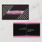 Silbermetallische Stifte schwarz-rosa Visitenkarte (Vorne/Hinten)