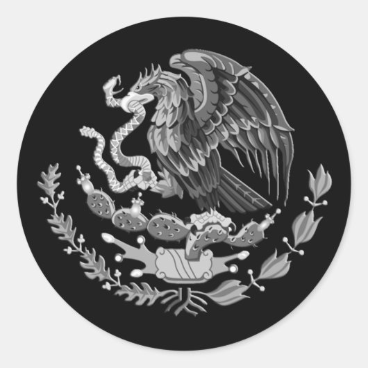 Silbermexikanisches Wappen, Mexiko Adler Runder Aufkleber (Vorderseite)