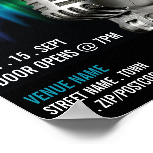 Silbermikrophon, Karaoke-Eventwerbung Poster (Ecke)