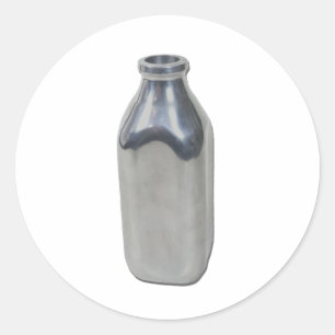 SilberMilchFlasche050111 Runder Aufkleber