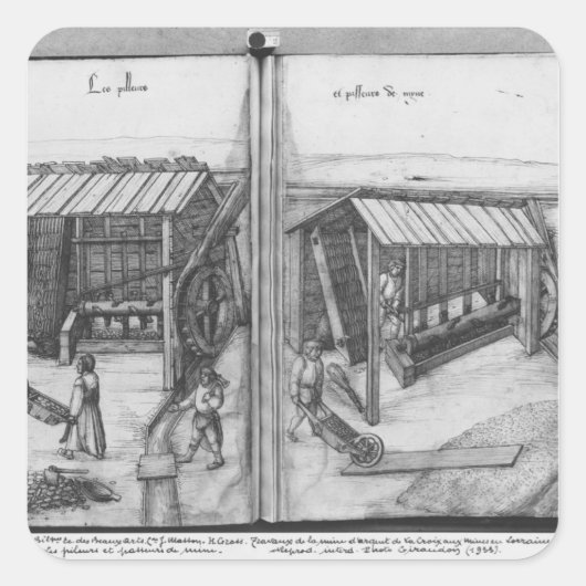 Silbermine von La Croix-aux-Mines, Lothringen Quadratischer Aufkleber (Vorderseite)