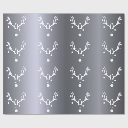 Silbermoderne, lustige abstrakte Weihnachtsrinder Geschenkpapier (Flach)