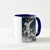 Silbermond mit weißen Blüten Tasse (VorderseiteRechts)