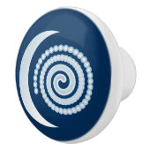 Silbermond-Spirale auf Marineblau Keramikknauf (Rechts)