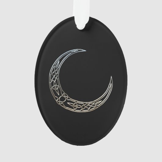 Silbermond und schwarzer keltischer Halbmond Ornament (Rückseite)