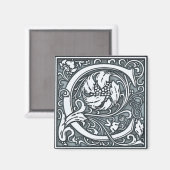 Silbermonogramm -C geblüht Magnet (Vorderseite/Rückseite)