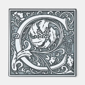 Silbermonogramm -C geblüht Magnet (Vorne)