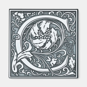 Silbermonogramm -C geblüht Magnet