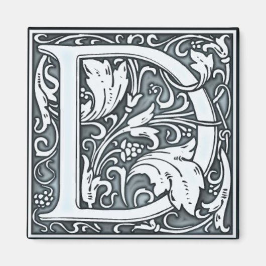 Silbermonogramm -G geblüht Magnet (Vorne)