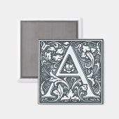 Silbermonogramm geblüht - A Magnet (Vorderseite/Rückseite)