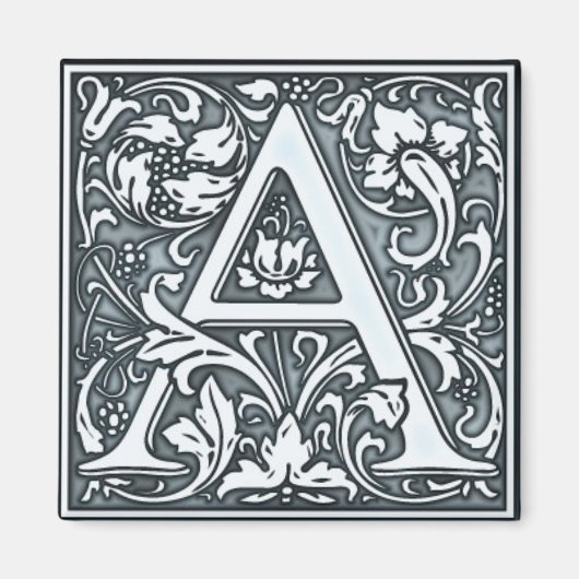 Silbermonogramm geblüht - A Magnet (Vorne)