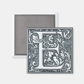 Silbermonogramm geblüht - E Magnet (Vorderseite/Rückseite)