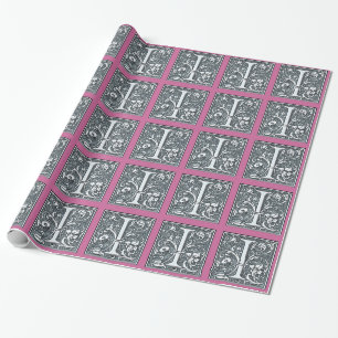 Silbermonogramm geblüht - I Geschenkpapier