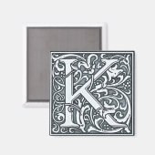 Silbermonogramm geblüht - K Magnet (Vorderseite/Rückseite)