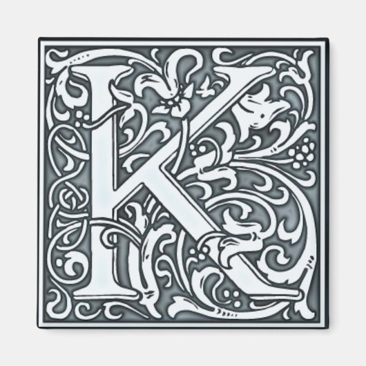 Silbermonogramm geblüht - K Magnet (Vorne)