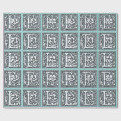Silbermonogramm geblüht - L Geschenkpapier (Flach)