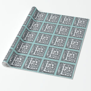 Silbermonogramm geblüht - L Geschenkpapier