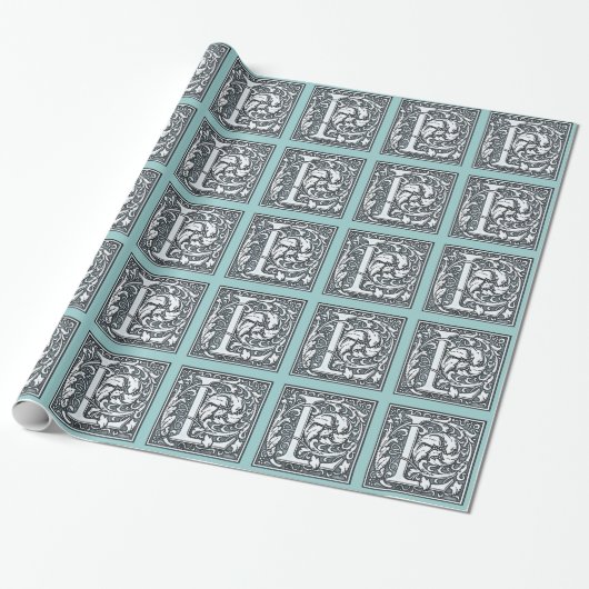 Silbermonogramm geblüht - L Geschenkpapier (Ungerollt)
