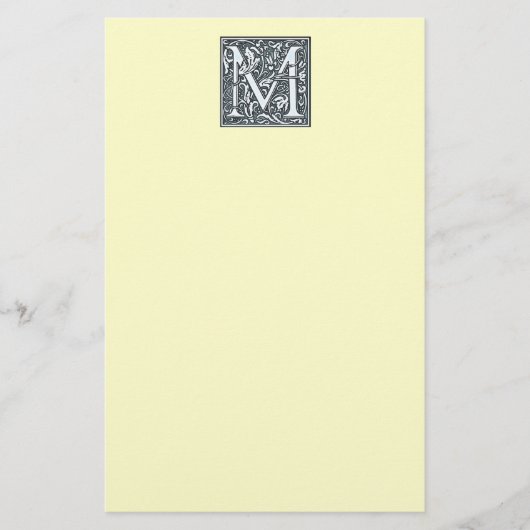 Silbermonogramm geblüht - M Briefpapier (Vorderseite)