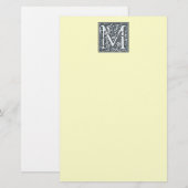 Silbermonogramm geblüht - M Briefpapier (Vorne/Hinten)