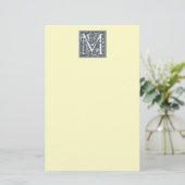 Silbermonogramm geblüht - M Briefpapier (Stehend Vorderseite)