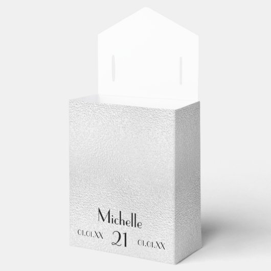 Silbermonogramm-Geburtsname Geschenkschachtel (Geöffnet)