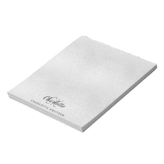 Silbermonogramm-Initialen Name metallisch Notizblock (Rotiert)