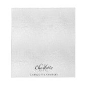 Silbermonogramm-Initialen Name metallisch Notizblock (Vorderseite)