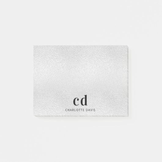 Silbermonogramm Initialen Name Post-it Klebezettel (Vorderseite)