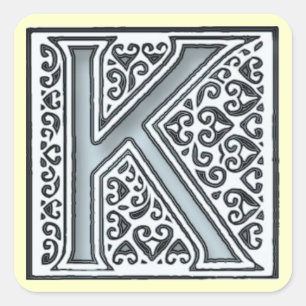 silbermosaikfliesen monogramm - quadratischer aufkleber