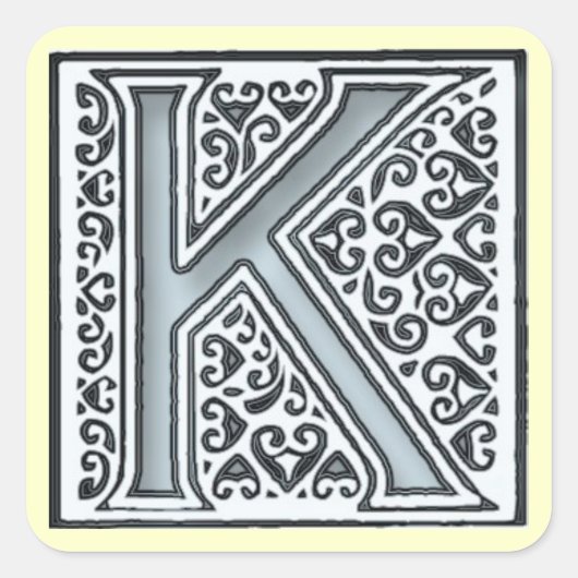 silbermosaikfliesen monogramm - quadratischer aufkleber (Vorderseite)