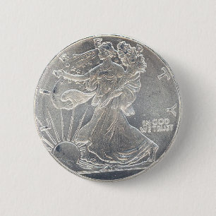 Silbermünze-Replik-Knopf Button