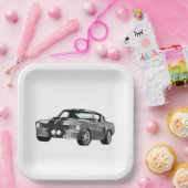 Silbermuskelwagen Pappteller (Party)