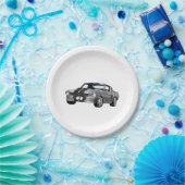 Silbermuskelwagen Pappteller (Party)