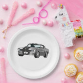 Silbermuskelwagen Pappteller (Party)