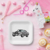 Silbermuskelwagen Pappteller (Party)