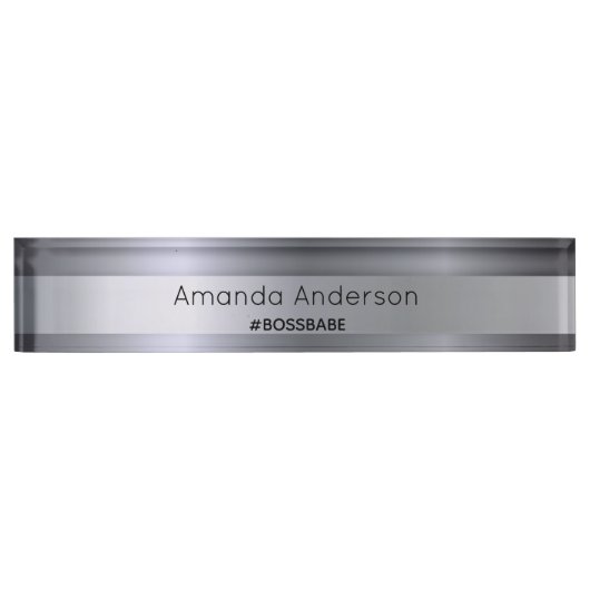 Silbername Bossbabe Spaß Spaß Namensplakette (Vorderseite)