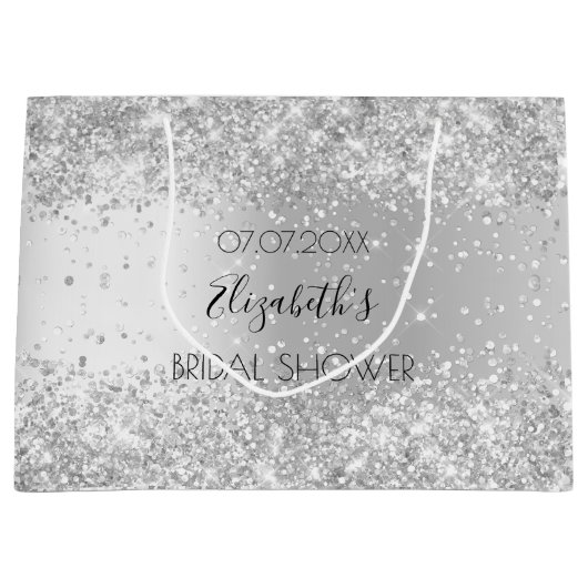 Silbername Brautparty Große Geschenktüte (Vorderseite)