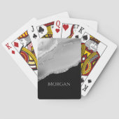 Silbername, Glitzer und Agate auf Schwarz Spielkarten (Rückseite)