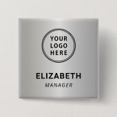 Silbername-Tag für moderne Firmenlogos Button (Vorderseite)