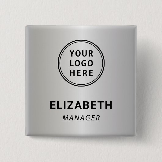 Silbername-Tag für moderne Firmenlogos Button (Vorderseite)