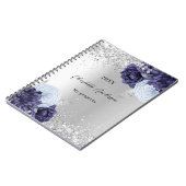 Silbernaveblasblauen Blumen elegant glamourös Notizblock (Linke Seite)